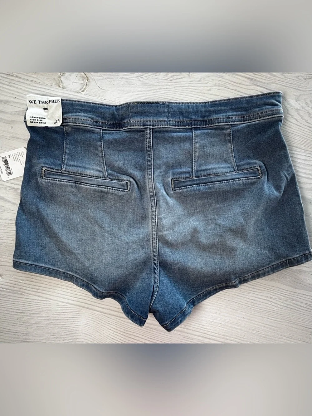 Free People We The Free Honeycomb High Rise Denim Brief Micro Shorts Size 29